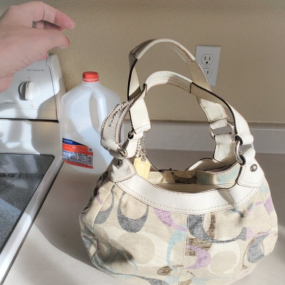 Euc Coach Soho Linen Lynne Signature C's Hobo Shoulder Bag Purse - Picture 3 of 10